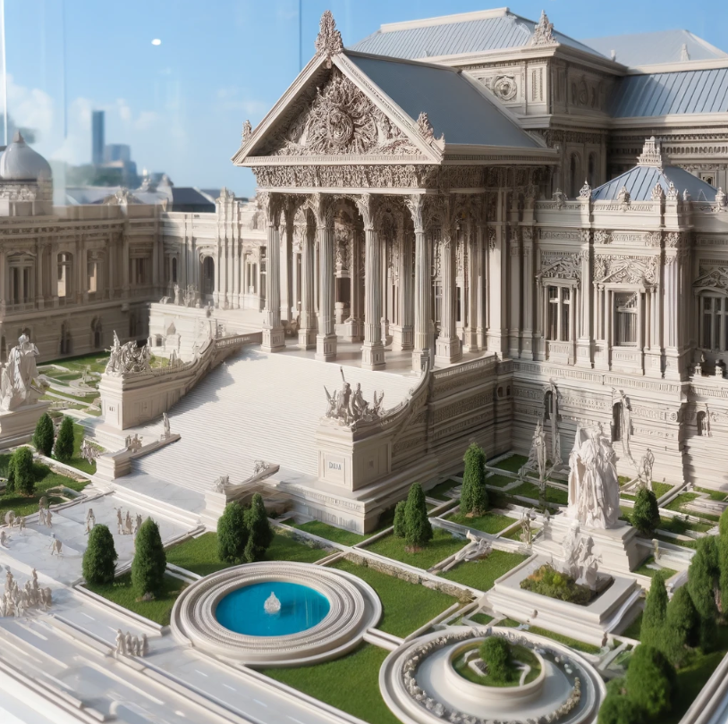 Model of an architectural masterpiece with fine details.