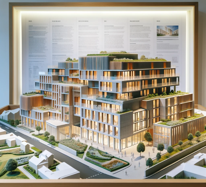 Detailed architectural model of a modern building crafted by Ari Model in Brighton and Hove.