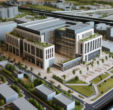  Detailed architectural model of a modern building created by Ari Model in Milton Keynes.