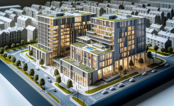 Detailed architectural model of a modern building created by Ari Model in Nottingham.