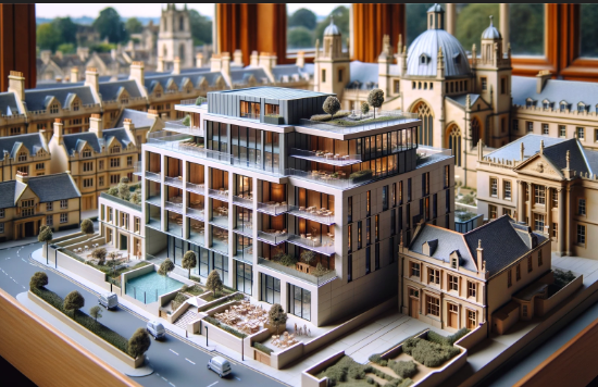 Detailed architectural model of a modern building created by Ari Model in Oxford.
