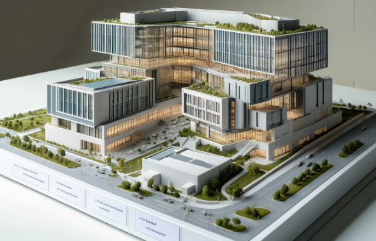 Detailed architectural model of a modern building created by Ari Model in Plymouth.