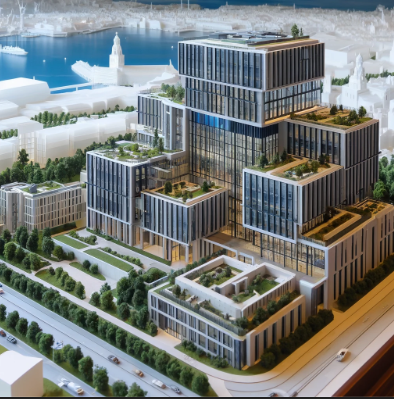  Detailed architectural model of a modern building created by Ari Model in Portsmouth.