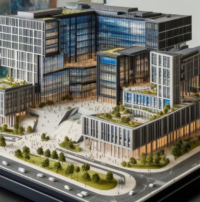 Detailed architectural model of a modern building created by Ari Model in Preston.