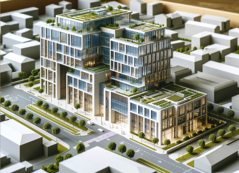Detailed architectural model of a modern building created by Ari Model in Ripon.
