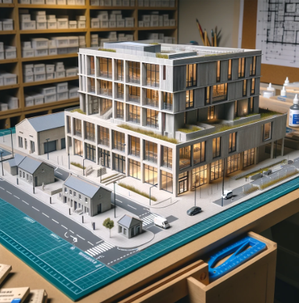 Architectural model building in Truro by Ari Model, showcasing a detailed scale model.
