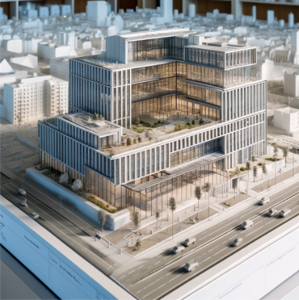Architectural model of a modern building by Ari Model in Gütersloh, showcasing precision and quality.