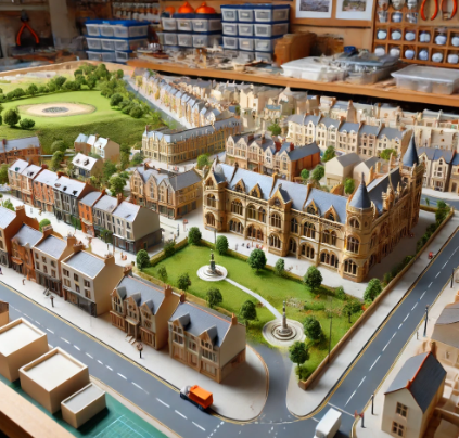 Detailed architectural model created by Ari Model in Durham.