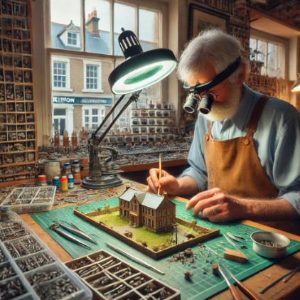 Model builder in Ripon working on a detailed scale model