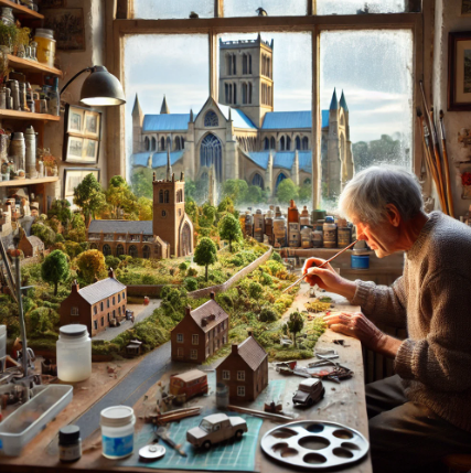 Model builder in St Albans working on a detailed scale model