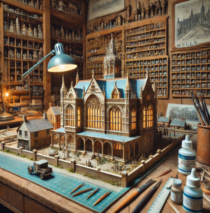 Model builder in Wells working on a detailed scale model