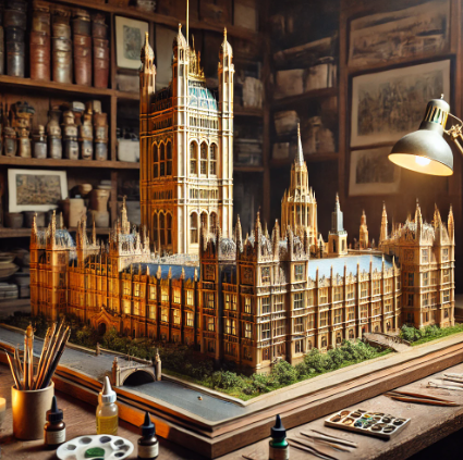 Model builder in Westminster working on a detailed scale model