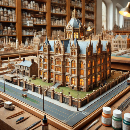 Model builder in Worcester working on a detailed scale model