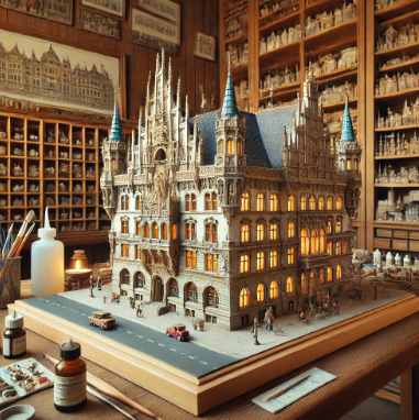 Model builder in Regensburg working on a detailed scale model