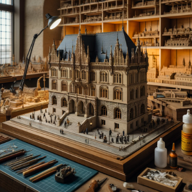 Model builder in Wolfsburg working on a detailed scale model