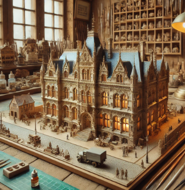 Model builder in Ulm working on a detailed scale model