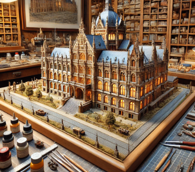 Model builder in Göttingen working on a detailed model.