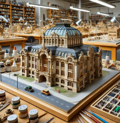 A detailed architectural model built by Ari Model in Kaiserslautern.