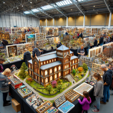 Detailed model displays at the London Model Building Fair.