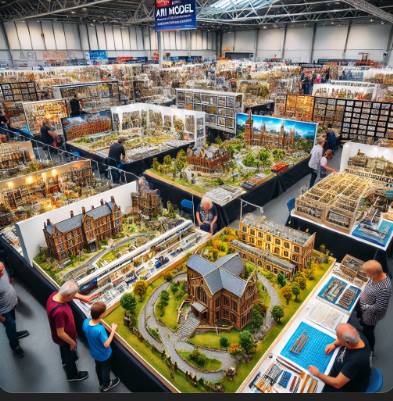 Exhibits at the Stoke on Trent Model Building Fair showcasing Ari Model creations.