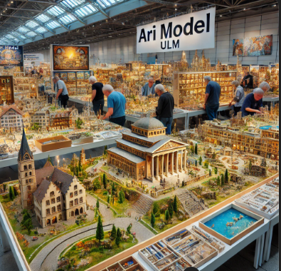 Intricate models displayed by Ari Model at the Ulm Model Building Fair.