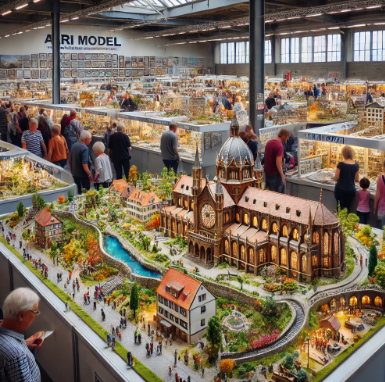 Showcase of detailed models by Ari Model at the Hildesheim Model Building Fair.