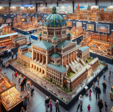 A detailed architectural model displayed by Ari Model at the Ludwigsburg Model Building Fair.