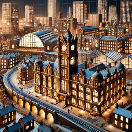 A detailed architectural model of a Manchester project, expertly crafted by Ari Model.