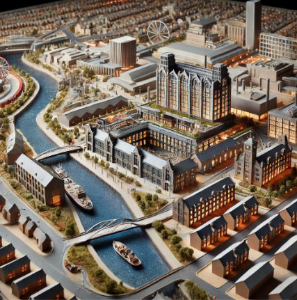 An architectural model of a Sunderland project, expertly crafted by Ari Model, showcasing intricate details and high-quality materials.