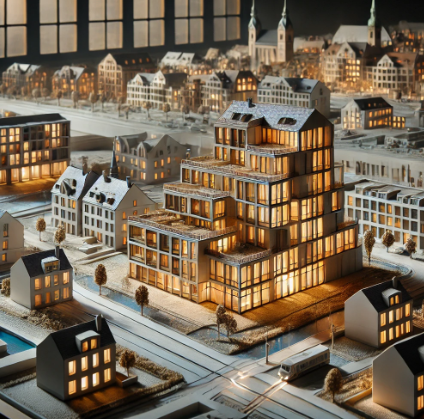 Architectural model of a residential project in Ingolstadt, expertly crafted by Ari Model.