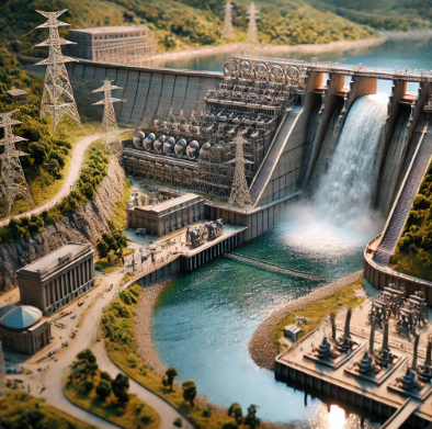 A detailed hydroelectric power plant model by Ari Model, blending technical accuracy with aesthetic appeal for impactful presentations.