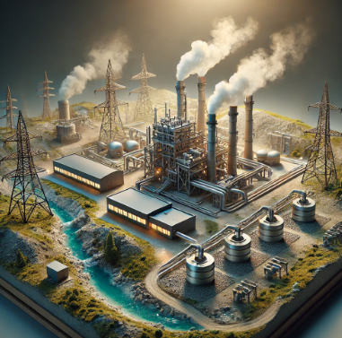 A highly detailed geothermal power plant model by Ari Model, showcasing sustainable energy solutions with precision and design excellence. Perfect for education, planning, and professional presentations.