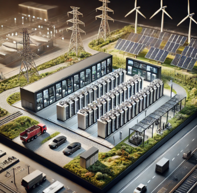 A detailed Energy Storage System Model crafted by Ari Model, showcasing cutting-edge energy storage solutions integrated with modern infrastructure. Ideal for professional presentations, educational projects, and sustainable development planning.