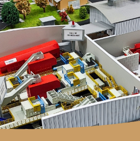 The waste management model by ARI Model embodies the latest innovative technologies and eco-friendly solutions for efficient waste management. This scaled model highlights key features such as recycling mechanisms, waste segregation units, and advanc