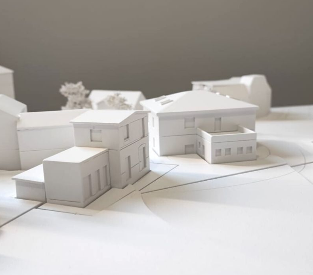 A highly realistic and detailed architectural model by ARI Model, demonstrating the environmental impact of energy generation through interactive and scientifically precise simulations. This state-of-the-art model captures fossil fuel emissions, rene