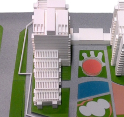 A high-precision architectural model by ARI Model of a carbon-neutral energy generation facility. The realistic and interactive model features solar farms, wind farms, hydroelectric power plants, and nuclear fusion technology, emphasizing their role 