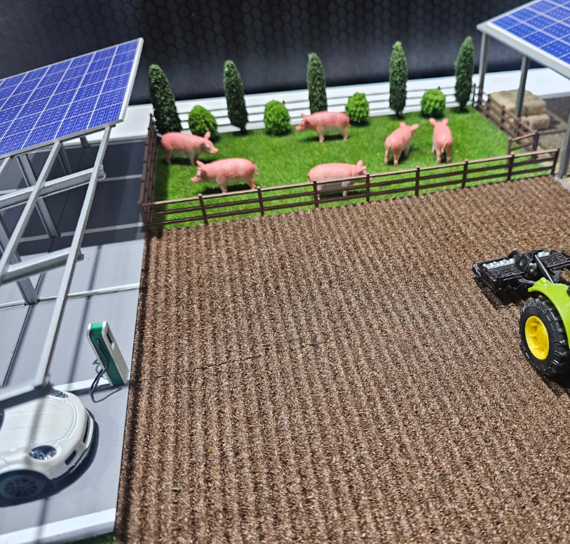 A personalized physical model created by ARI Model for a renewable energy leader showcasing at Energie & Umwelt Messe. The model includes interactive components, simulative lighting, zone data, and modular construction. Designed to attract attent