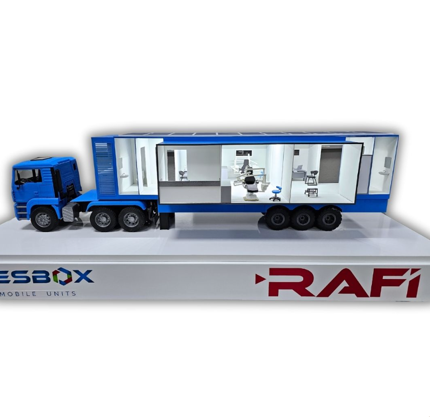 A highly accurate, lighted and animated physical scale model produced by ARI Model for business partners at IAA Mobility. The tailor-made model features engineering precision, light effects, and animation to provide booth visibility, maximize visitor