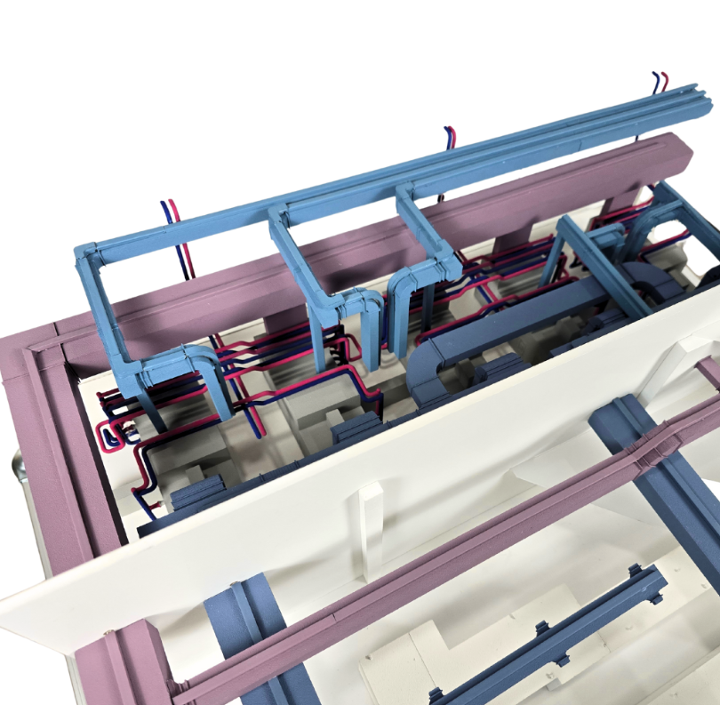 A precision-crafted illuminated and animated physical scale model developed by ARI Model for E-world Energy & Water exhibitors. The model combines high-precision engineering, dynamic lighting choreography, and life-like mechanical animations to p