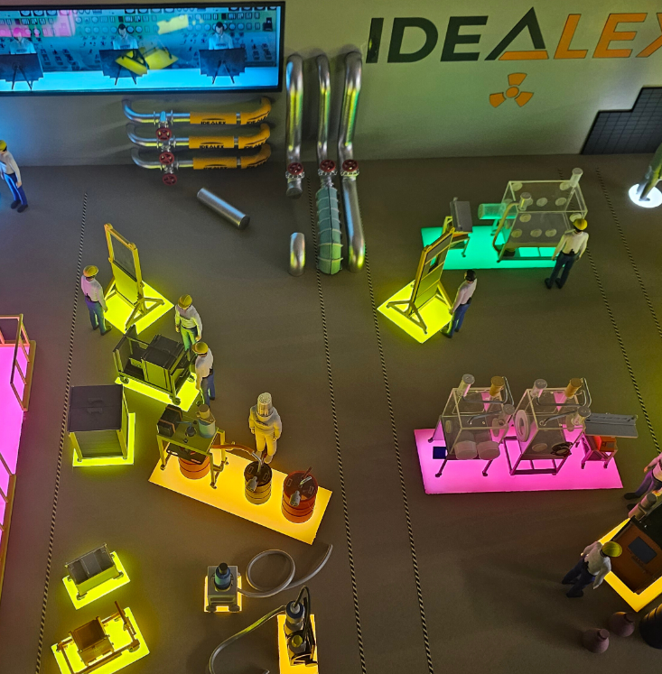 A state-of-the-art physical scale model developed by ARI Model for a tech startup business at Hannover Messe, with intricate architectural details, natural finishes, and incorporated lighting to attain visibility in the Startup & Tech zone. The m