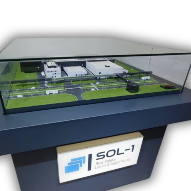 A custom scale model tailored by ARI Model for Hannover Messe Startup & Tech exhibitor use, with finely detailed architecture, lit sections, and optionally animated features. Created for installation in very small booths yet providing complete vi