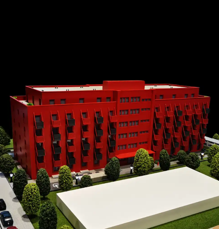 A highly accurate physical scale model built by ARI Model of a real estate development project that was being exhibited at MIPIM with realistic textures, true architectural details, and an aesthetically pleasing presentation that attracts visitors an