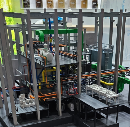 Comprehensive illuminated and animated scale models by ARI Model for Future Mobility Show, such as visionary urban mobility schemes, centers of renewable energy, sustainable transport hubs, and future-ready smart infrastructure. Incorporating lightin