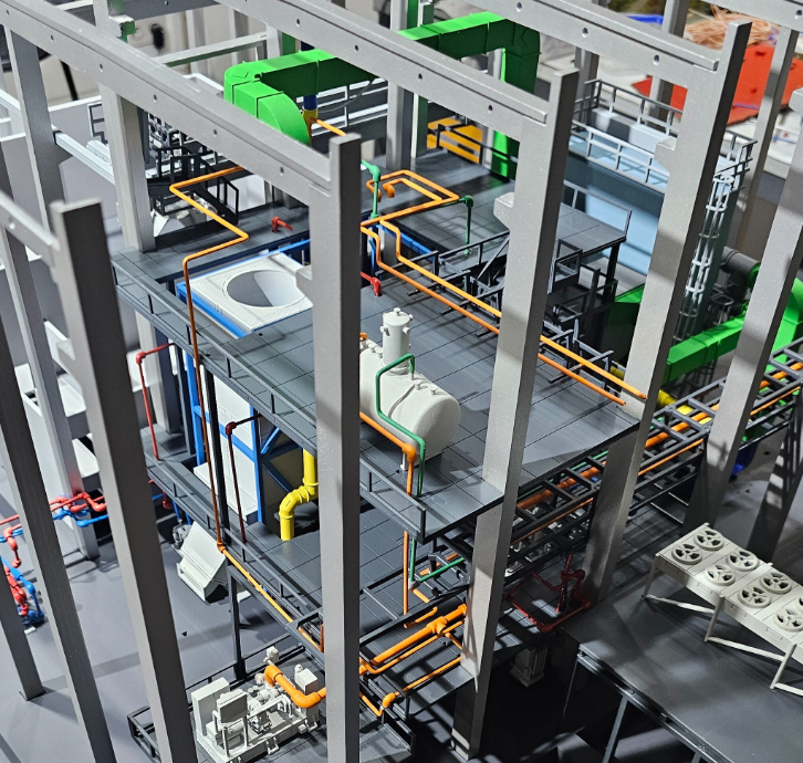 ARI Model custom-built illuminated and animated scale models for Technishow, including modern production plants, automated solutions, renewable energy hubs, and innovative industrial facilities. Enhanced with lighting effects, animated features, and 