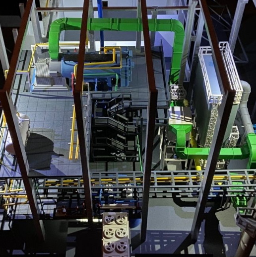 Bespoke illuminated and animated models by ARI Model for VSK, showcasing HVAC systems, energy-efficient facilities, smart building concepts, and renewable energy plants. Equipped with lighting effects, animated features, and realistic engineering det