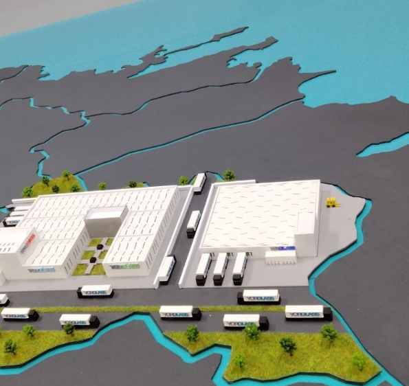 Custom illuminated and animated scale models by ARI Model for Baumesse Tulln, featuring residential developments, eco-friendly housing, solar and wind power plants, sustainable infrastructure, and futuristic cities. With lighting effects, moving feat