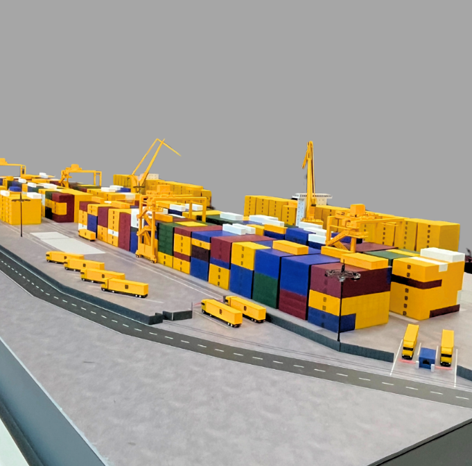 Physical scale models by ARI Model for Vinitech-Sifel, including detailed vineyards, wine production facilities, bottling lines, and sustainable logistics hubs. Enhanced with lighting effects, animated features, and technical precision, these models 