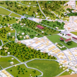 Illuminated and animated scale models by ARI Model for the Urban Security Expo, representing urban command centers, surveillance systems, smart city infrastructures, and defense concepts. Enhanced with lighting effects, moving parts, and interactive 