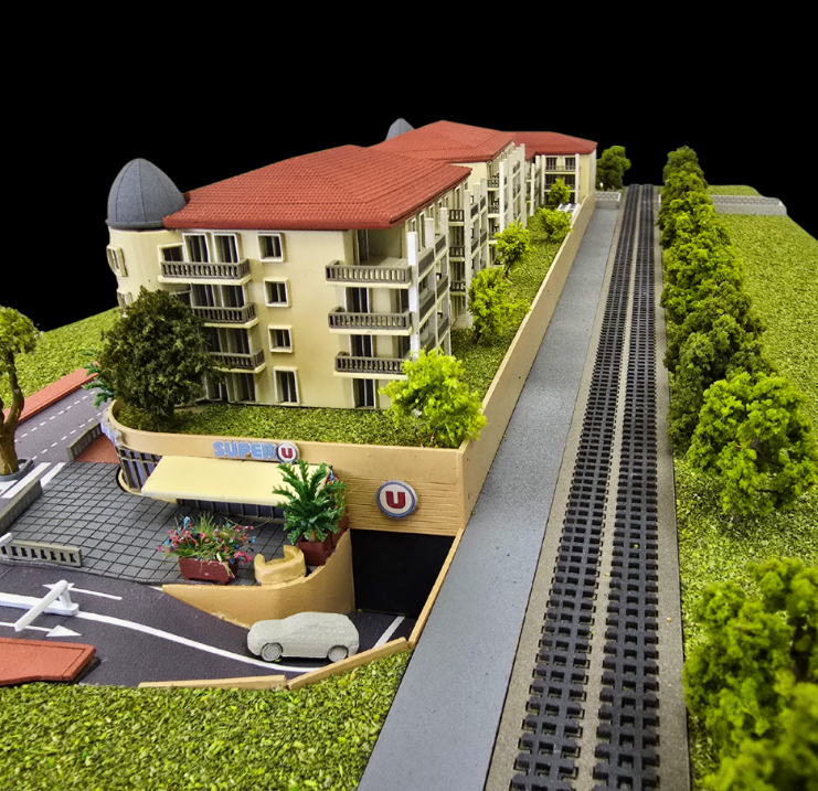 Illuminated and animated architectural models by ARI Model for Mondial du Tourisme, combining advanced lighting systems, precise craftsmanship, and dynamic motion to bring tourism and hospitality concepts to life.