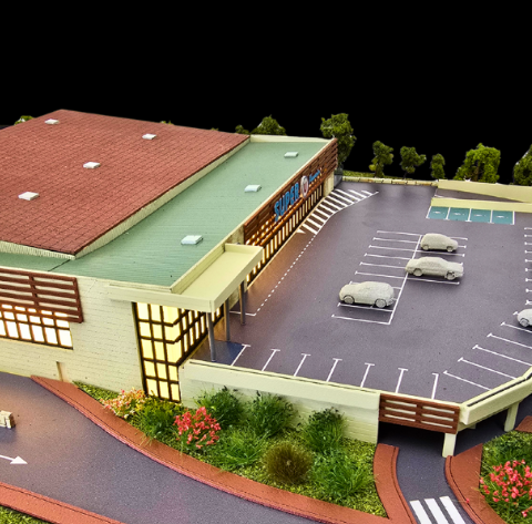 A highly detailed physical scale model by ARI Model, built for Vienna Tourism Forum, showcasing cutting-edge tourism infrastructure, sustainable hotel designs, and city development concepts. Lighting, texturing, and handcrafted detailing are combined